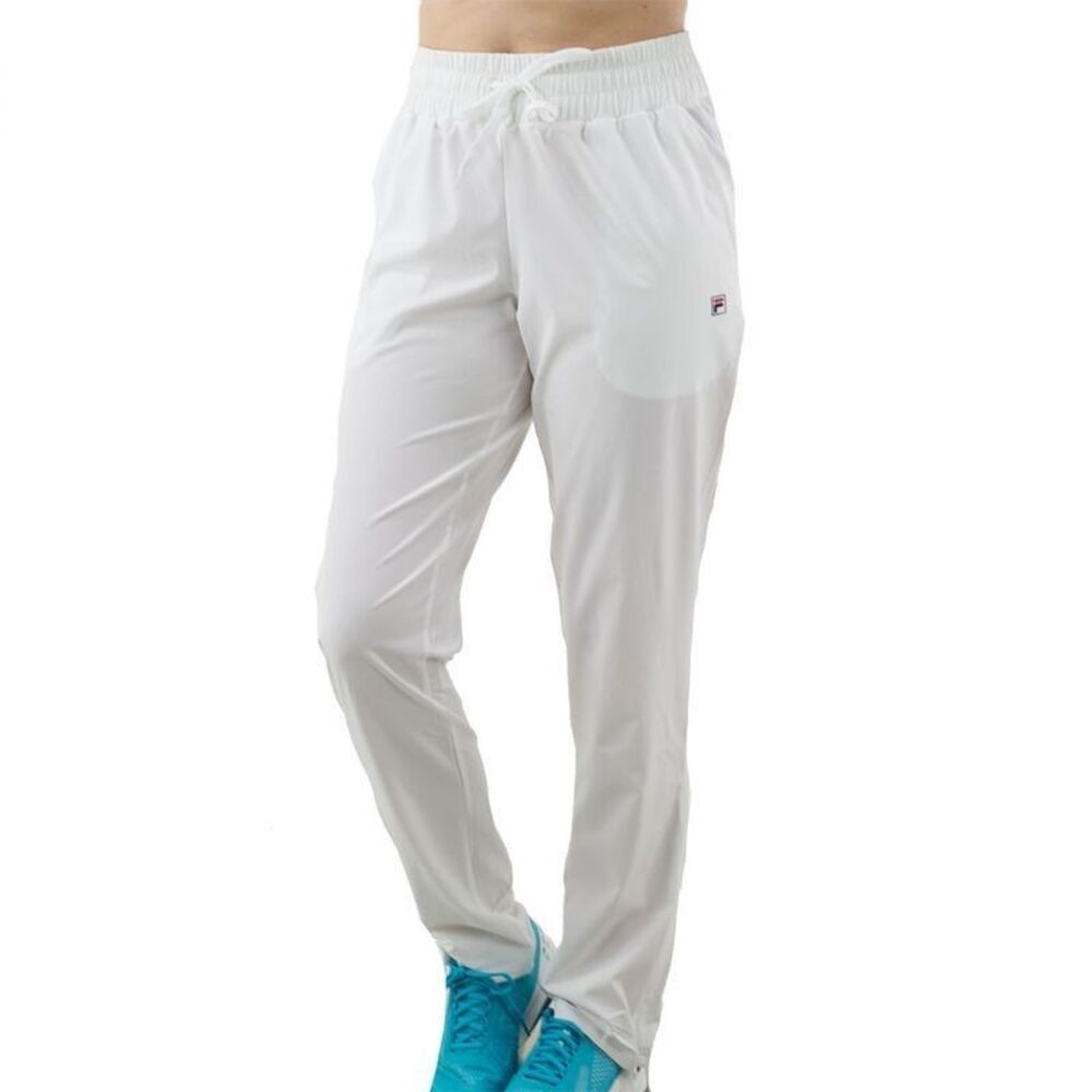 Fila Tennis Essentials Track Pants Womens Large White Stretch Woven Tapered Leg